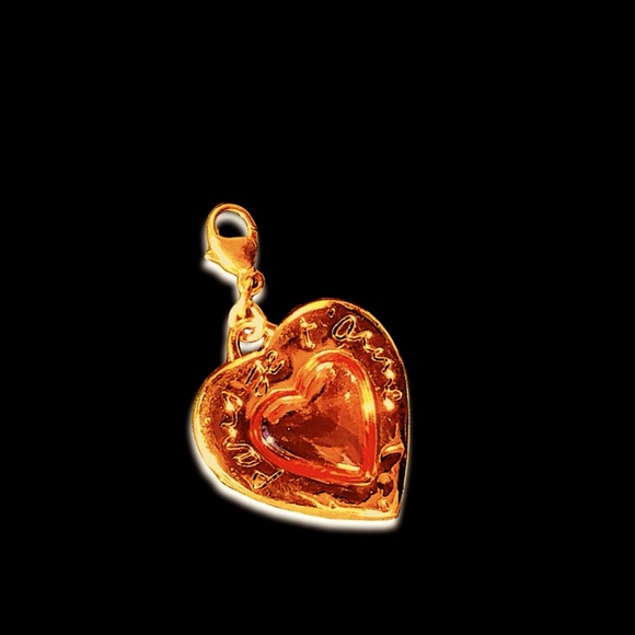 Yves Saint Laurent Gold Enameled Peach Chabacon Heart Pendant - Picture 4 of 10